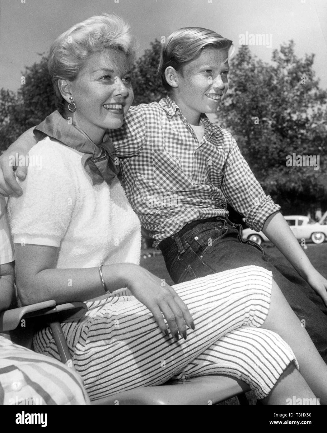 May 13, 2019: File Photo: DORIS DAY, the perennial girl-next-door whose career as a singer and actress spanned almost 50 years and made her one of the biggest Hollywood stars and most popular entertainers in the United States has died. She was 97. PICTURED: DORIS DAY and her son TERRY MELCHER circa early 1950's. Credit: Allan S. Adler/Globe Photos/ZUMA Wire/Alamy Live News Stock Photo