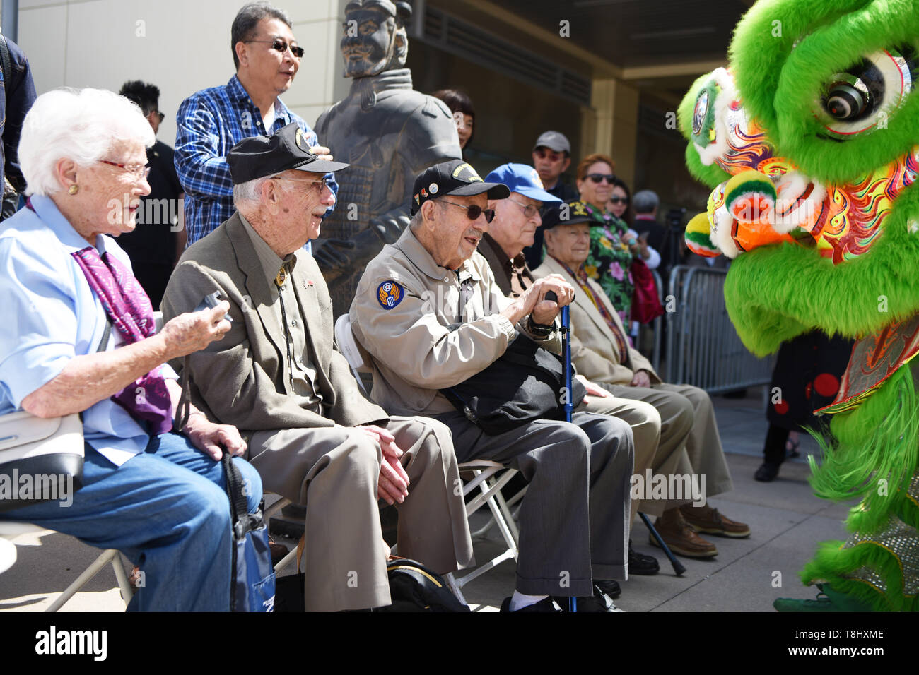 (190513) -- LAS VEGAS, May 13, 2019 (Xinhua) -- Flying Tigers veterans attend the opening ceremony of the 2019 U.S.-China Cultural Tourism Festival in Las Vegas, the United States, on May 10, 2019. The Flying Tigers, a U.S. air squadron composed of pilots from the United States Army Air Corps, Navy, and Marine Corps, helped the Chinese fight Japanese invaders in World War II (WWII). With their heroic efforts and huge sacrifice, these American Flying Tigers fought for years with the Chinese people side by side in life-and-death battles. The shared U.S.-China experience during that period has be Stock Photo