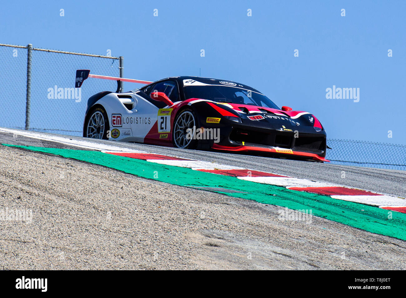 May 11 2019 Monterey CA, U.S.A. #21 Danny Baker of new country competizion coming into the Corkscrew during the Ferrari Challenge Race 1 P/P- AM at Weathertech Raceway Laguna Seca Monterey CA Thurman James/CSM Stock Photo