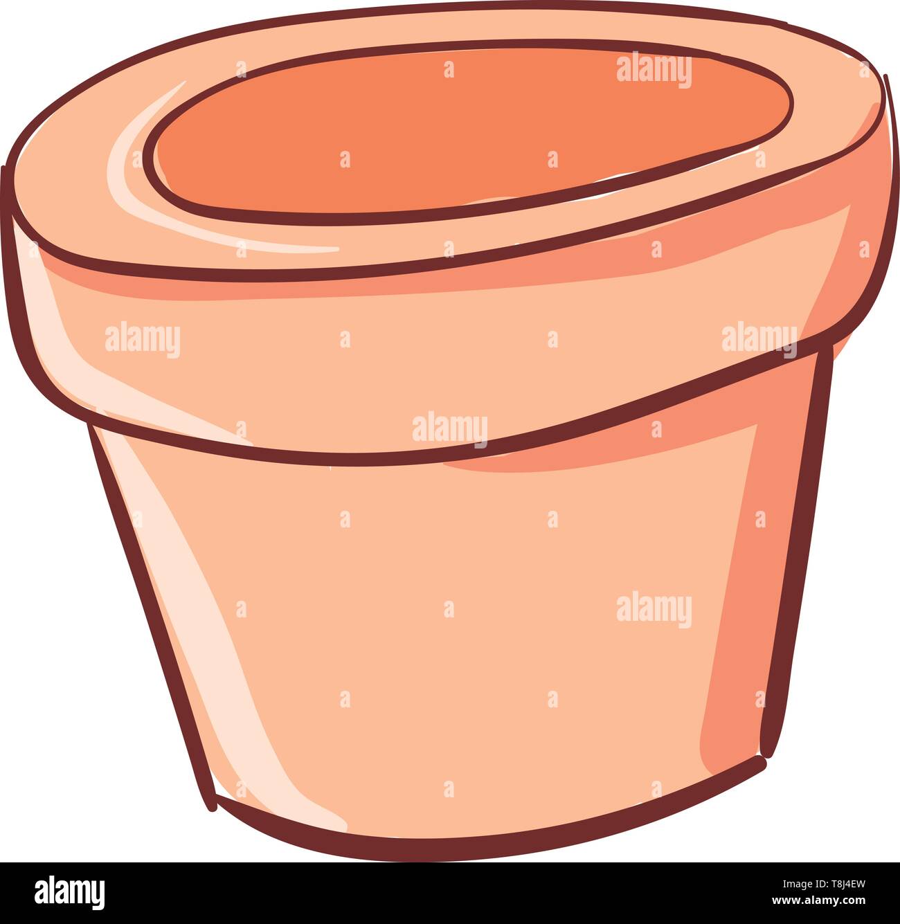 a sketch of a flower pot in orange colour on a paper , vector, color