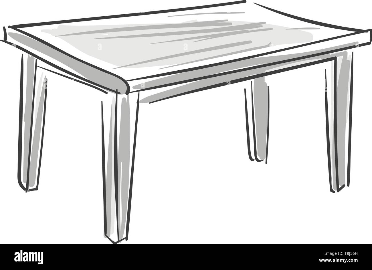 A Sketch Of A Grey Table With Four Long Legs Vector Color