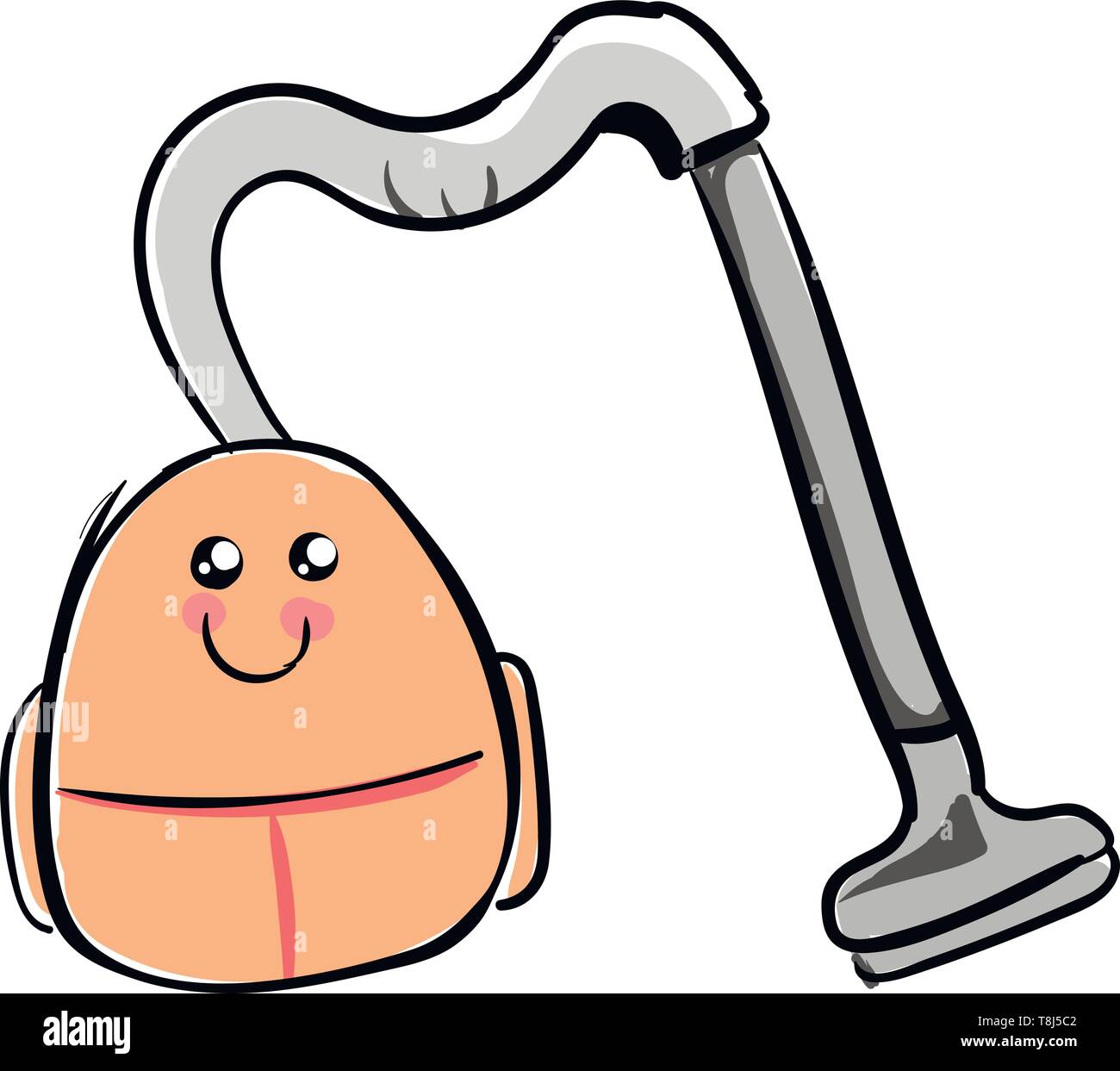 A happy cute vacuum cleaner in orange colour which is ready to use