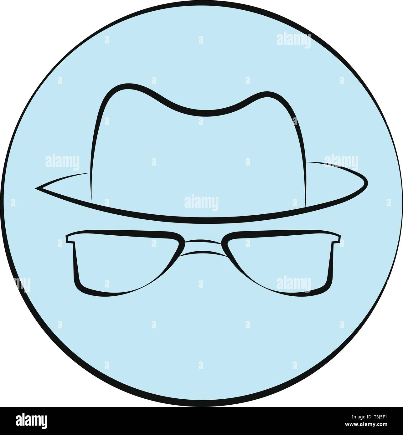 An icon of hat and glasses put together with blue background, vector, color  drawing or illustration Stock Vector Image & Art - Alamy