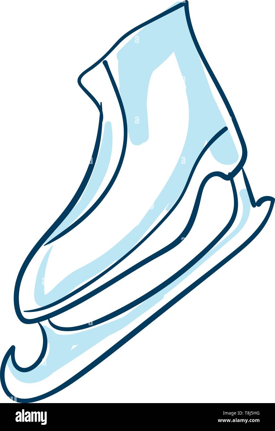A comfortable to wear blue striped ice skating shoe, vector, color drawing or illustration Stock
