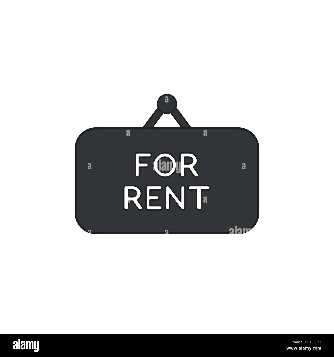Vector icon concept of for rent written on black hanging sign. Black ...