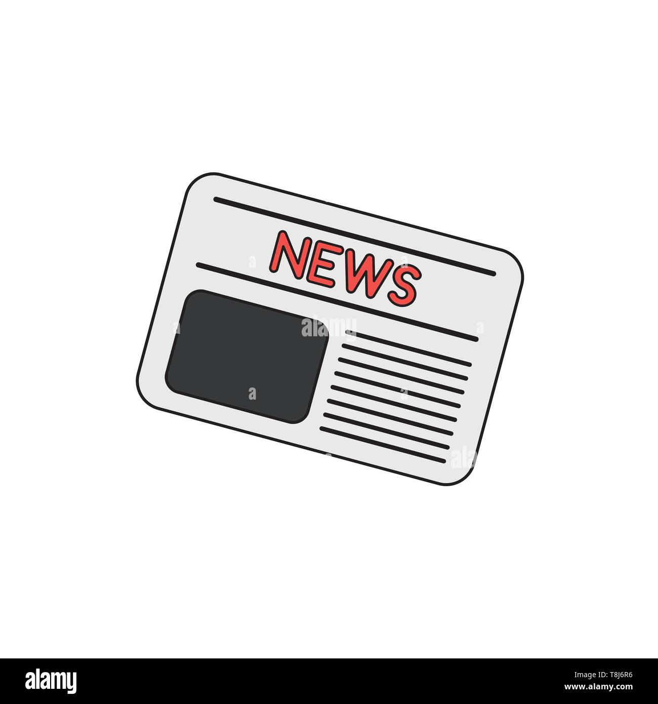 Vector icon concept of newspaper front page.  Black outlines and colored. Stock Vector