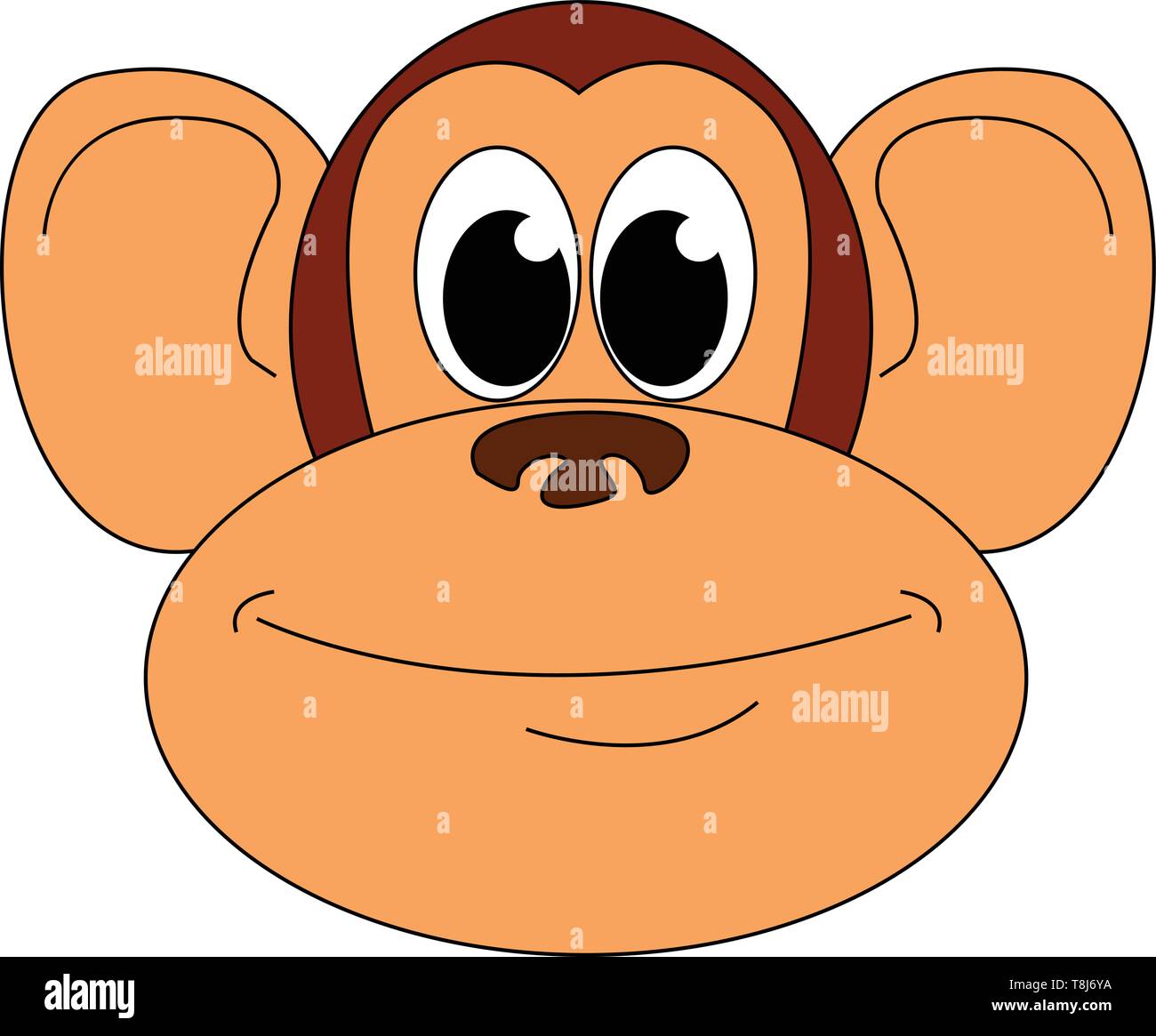 A face of a cartoon monkey with his eyes rolled up has big ears, and in  gradient, brown is smiling, vector, color drawing or illustration Stock  Vector Image & Art - Alamy