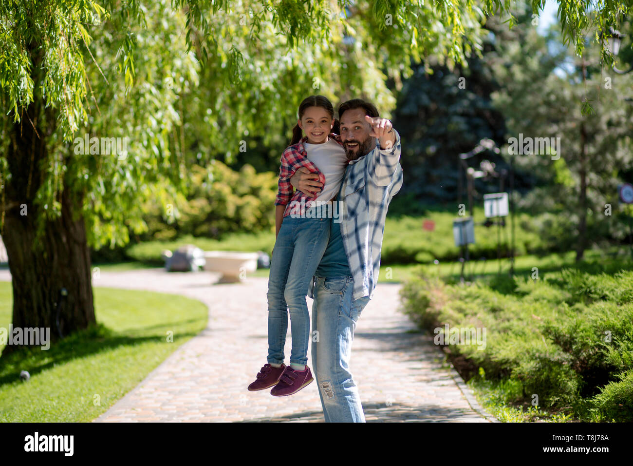 Adorable father and daughter have fun together Stock Photo