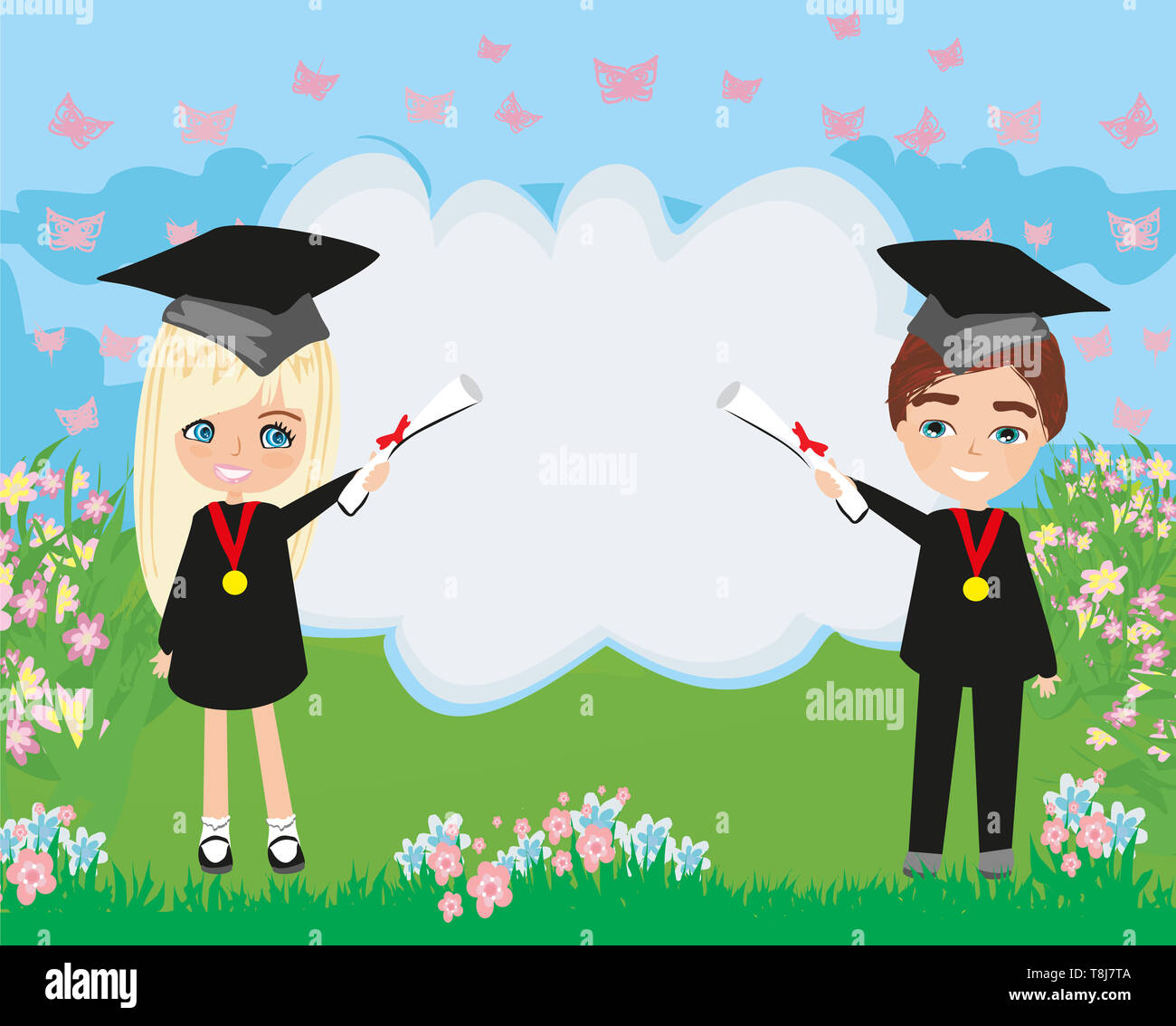 School-College Graduation Cartoon Stock Photo - Alamy