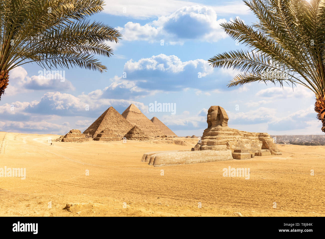 The Pyramids and the Sphinx in the beautiful desert of Giza, Egypt ...