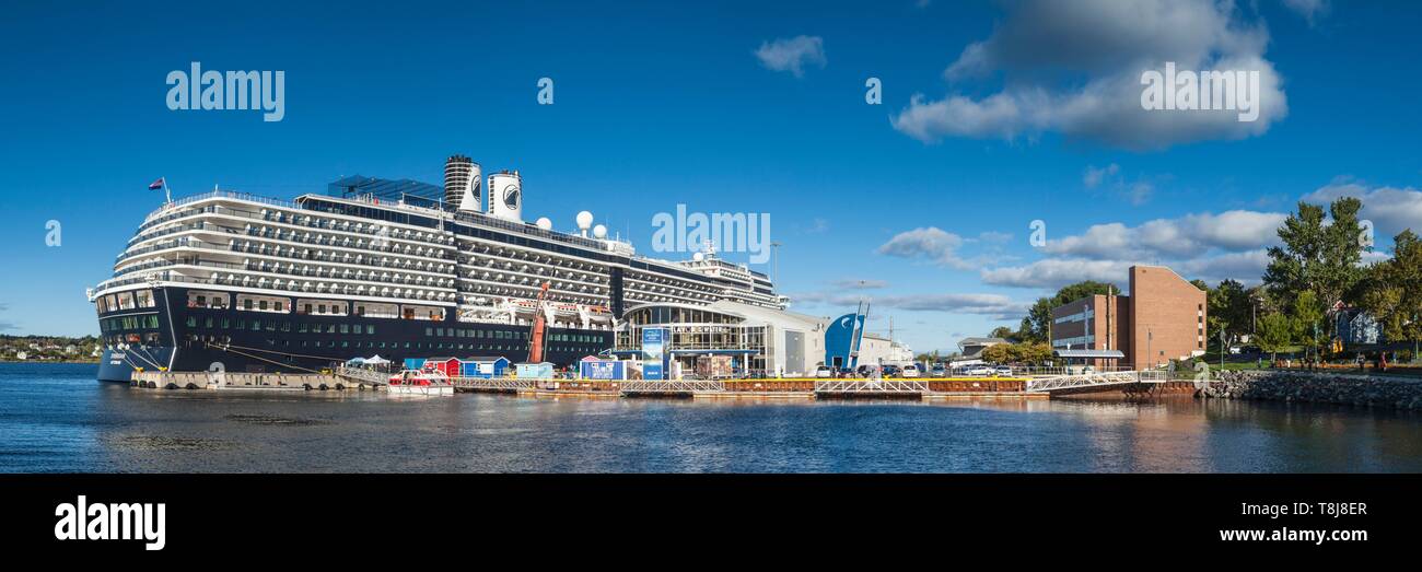 Canada, Nova Scotia, Sydney, Cruise Port Terminal with cruiseship Stock Photo