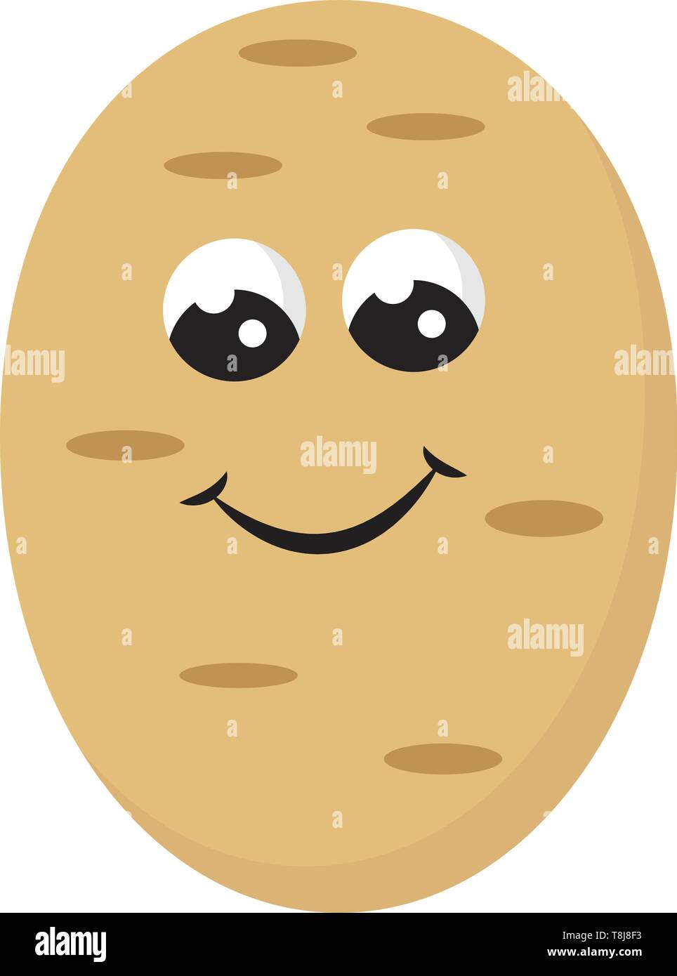 Emoji of the brown potato with a cute little face and two eyes rolled