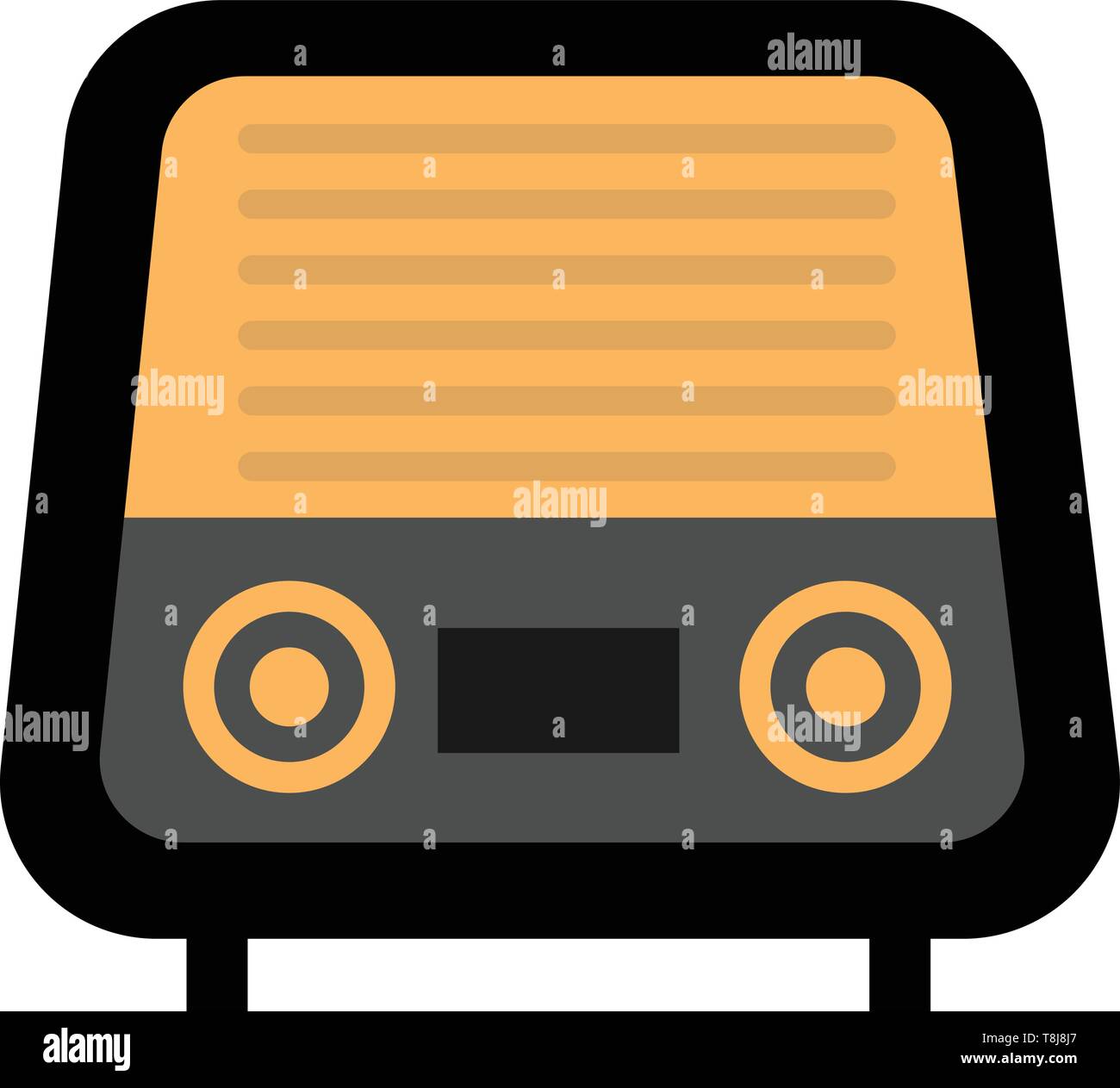 A radio model antique wireless made with craftsmanship, unique and artistic, designed with knobs on the front to start/stop and adjust the volume of t Stock Vector