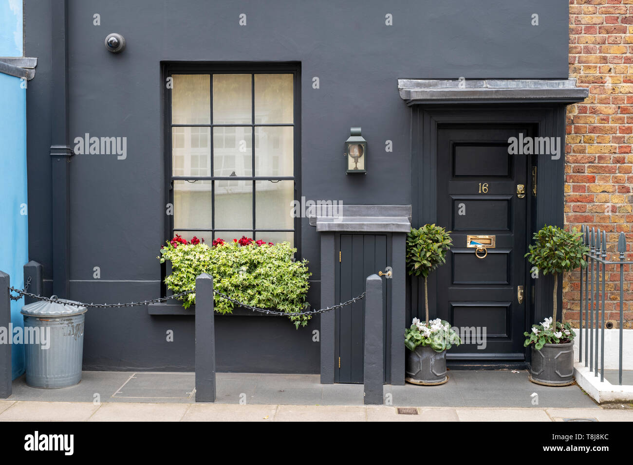 Grey painted house in godfrey street chelsea london england stock image