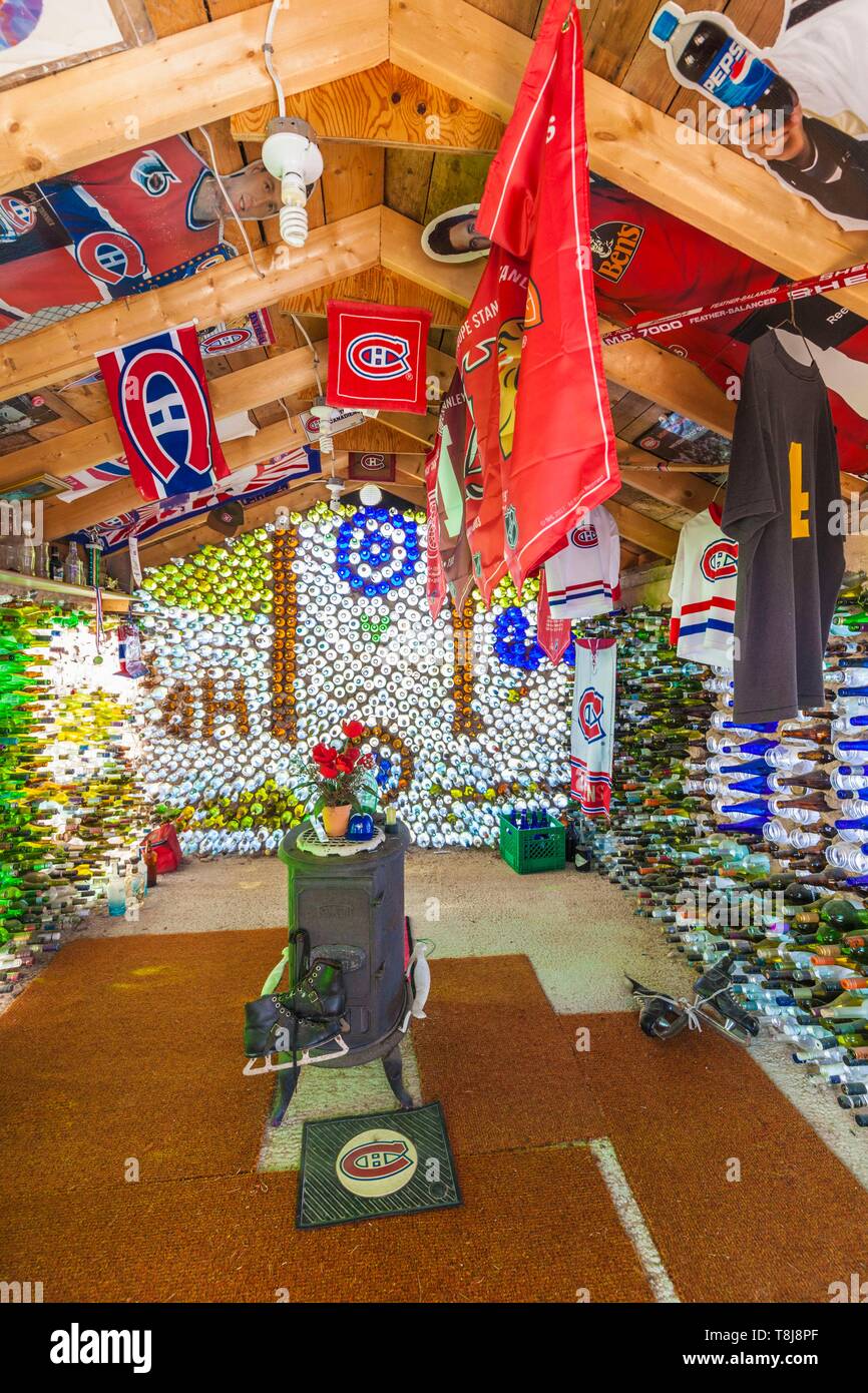 Canada, Prince Edward Island, Point Prim, hockeythemed bottle house