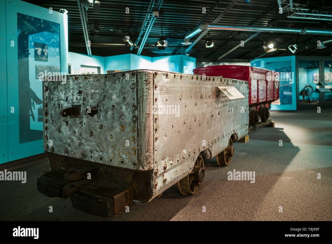 Canada, Nova Scotia, Glace Bay, Cape Breton Miners Museum, coal mining history museum, coal cart Stock Photo