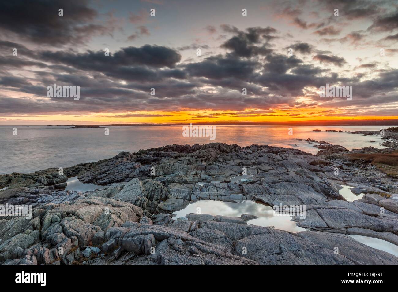 Canada, Nova Scotia, Louisbourg, view of the Atlantic Ocean, dusk Stock Photo