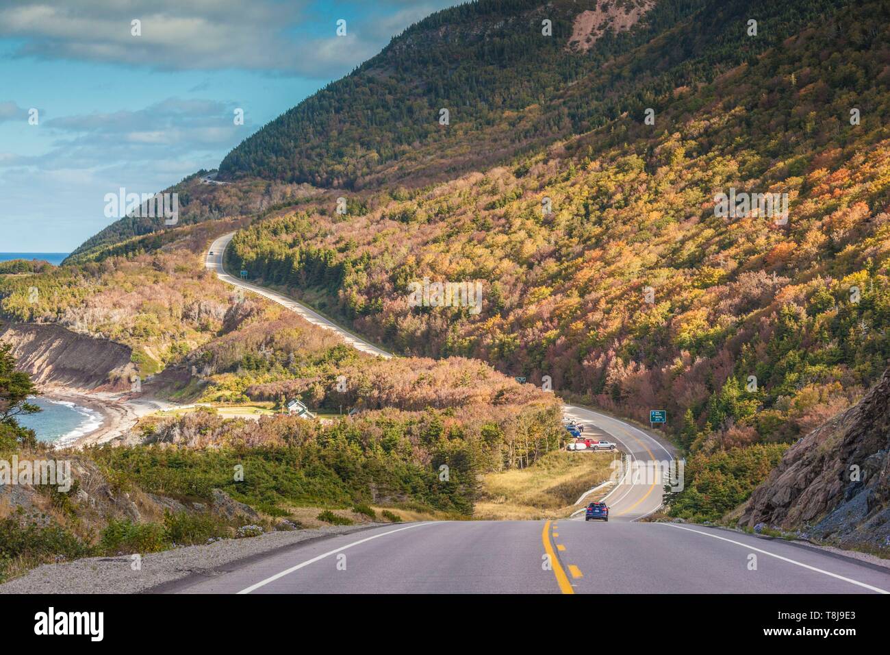 Canada, Nova Scotia, Cabot Trail, Cheticamp, Cape Breton Highlands National Park, coastal highway 6 Stock Photo
