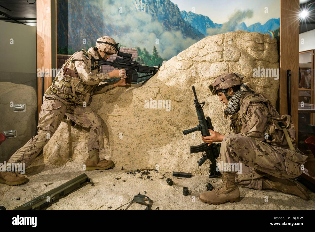 Canada, New Brunswick, Central New Brunswick, Oromocto, New Brunswick Military History Museum, diorama of Canadian soldiers fighting in the Middle East Stock Photo