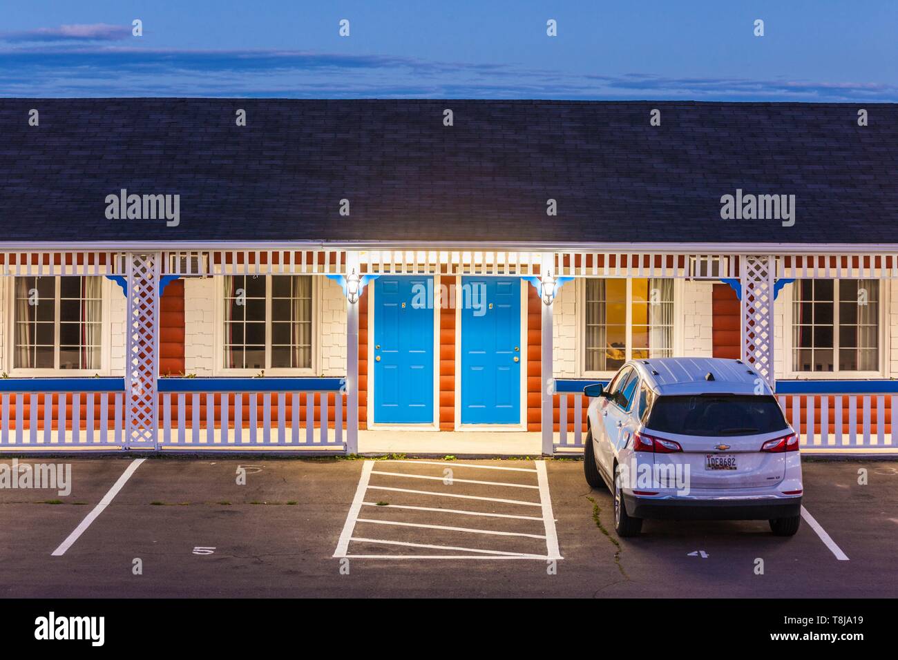 Canada, New Brunswick, Bay of Fundy, Lower Cape, colorful motel Stock Photo