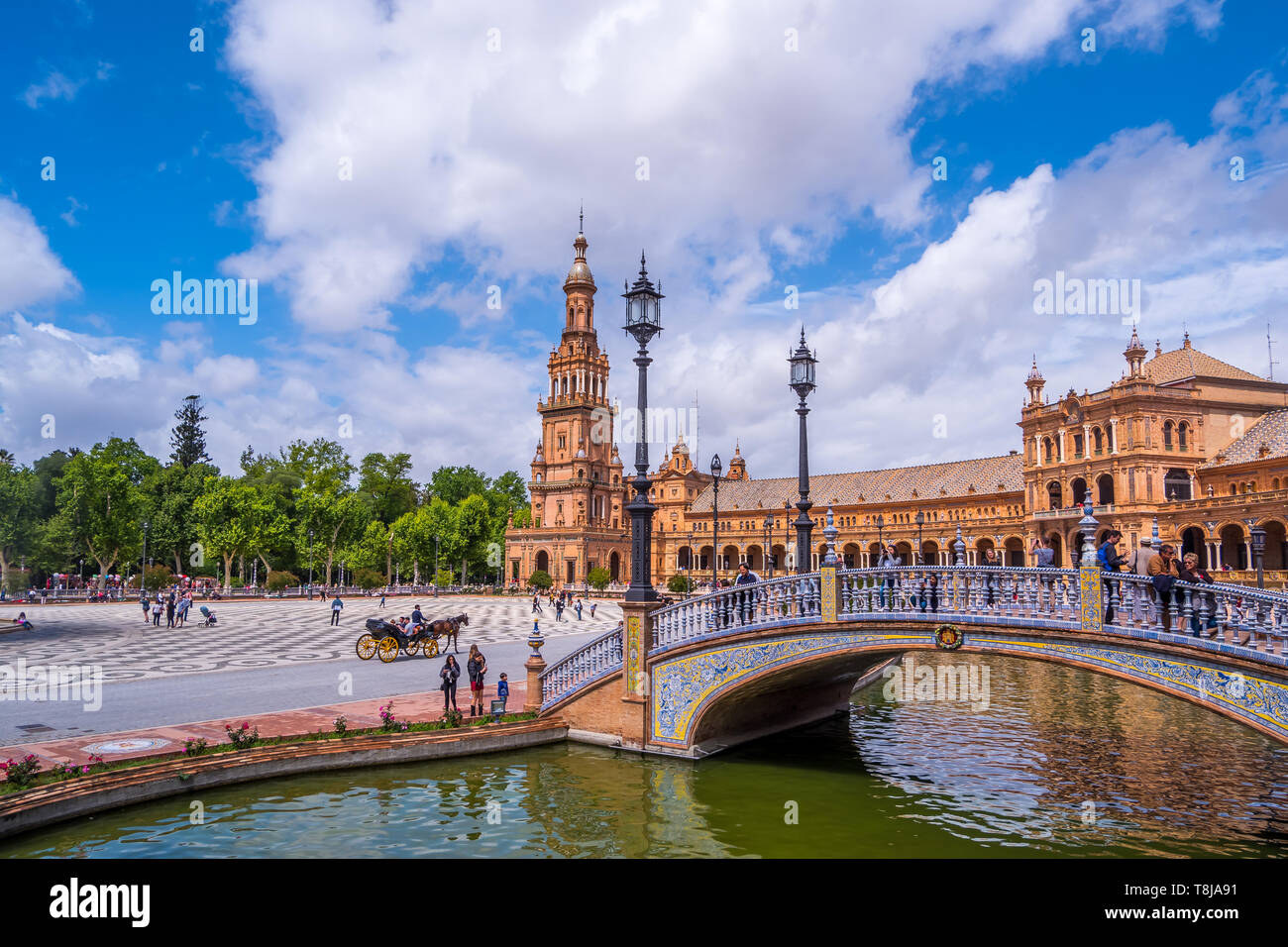 Seville Spain May 8th 2019 The Plaza de Espania is a Square located in the Park in Seville Built in 1928 for the Ibero-American Exposition of 1929. Stock Photo