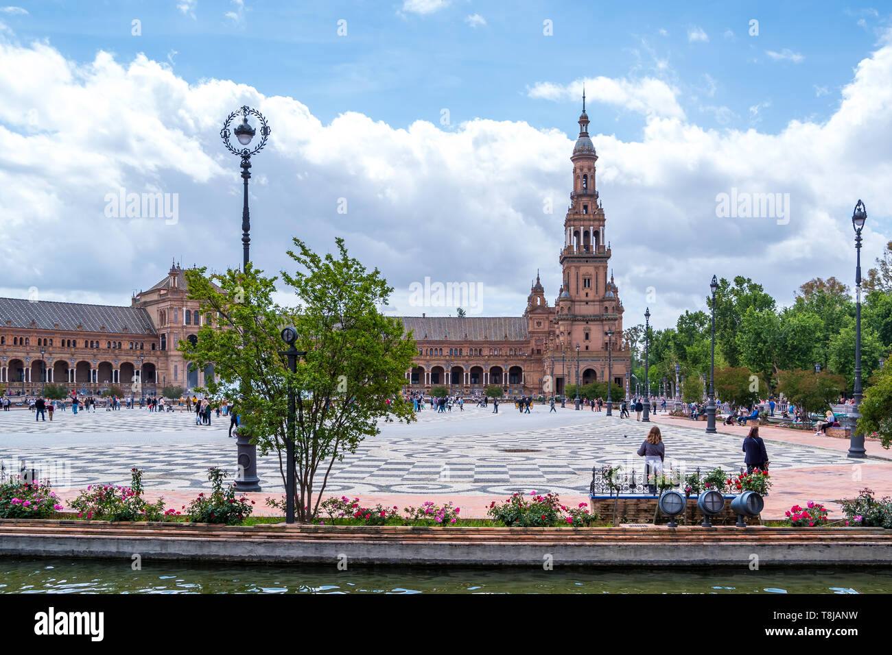 Seville Spain May 8th 2019 The Plaza de Espania is a Square located in the Park in Seville Built in 1928 for the Ibero-American Exposition of 1929. Stock Photo
