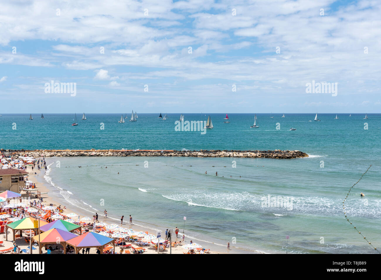 Israel, Tel Aviv-Yafo - 09 May 2019: Hilton beach Stock Photo