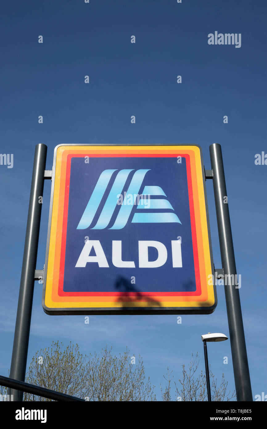 Aldi Store Sign at Yeadon, Nr Leeds Stock Photo