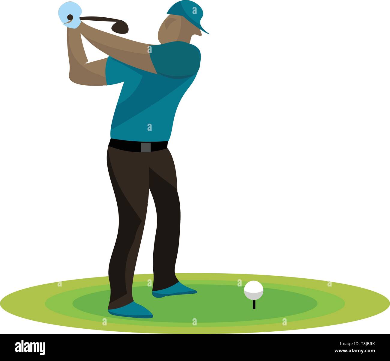 A Colour Illustration Of A Man Playing Golf Vector Color Drawing Or