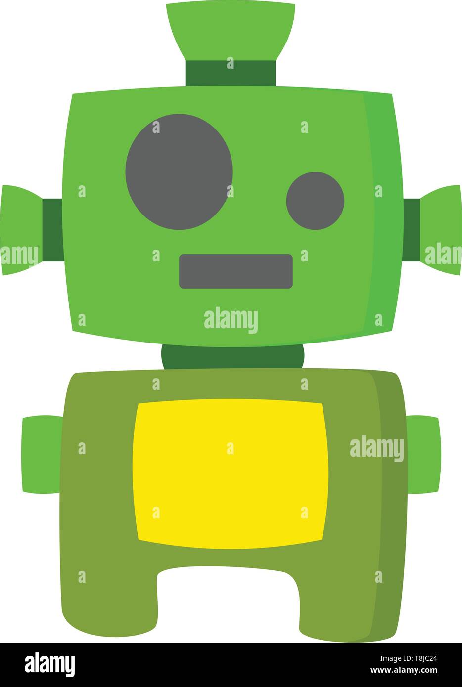 A color illustration of a green robot, vector, color drawing or ...