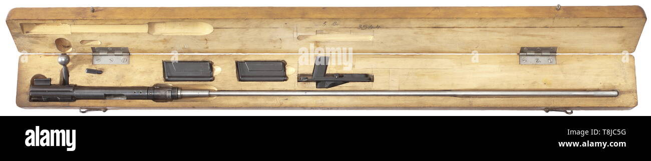 SERVICE WEAPONS, GERMANY UNTIL 1945, ERMA insert barrel model 1924 (EL 24), repeater, in case for carbine K 98 k, calibre 22 lfB, number 3544a, Editorial-Use-Only Stock Photo