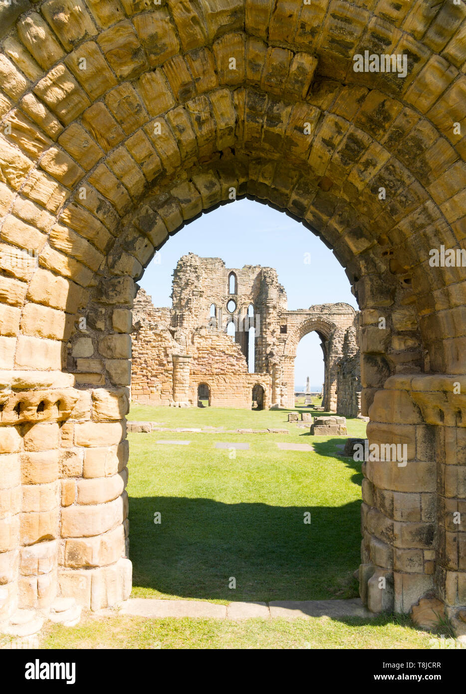 Framed view of Tynemouth Priory, north east England, UK Stock Photo