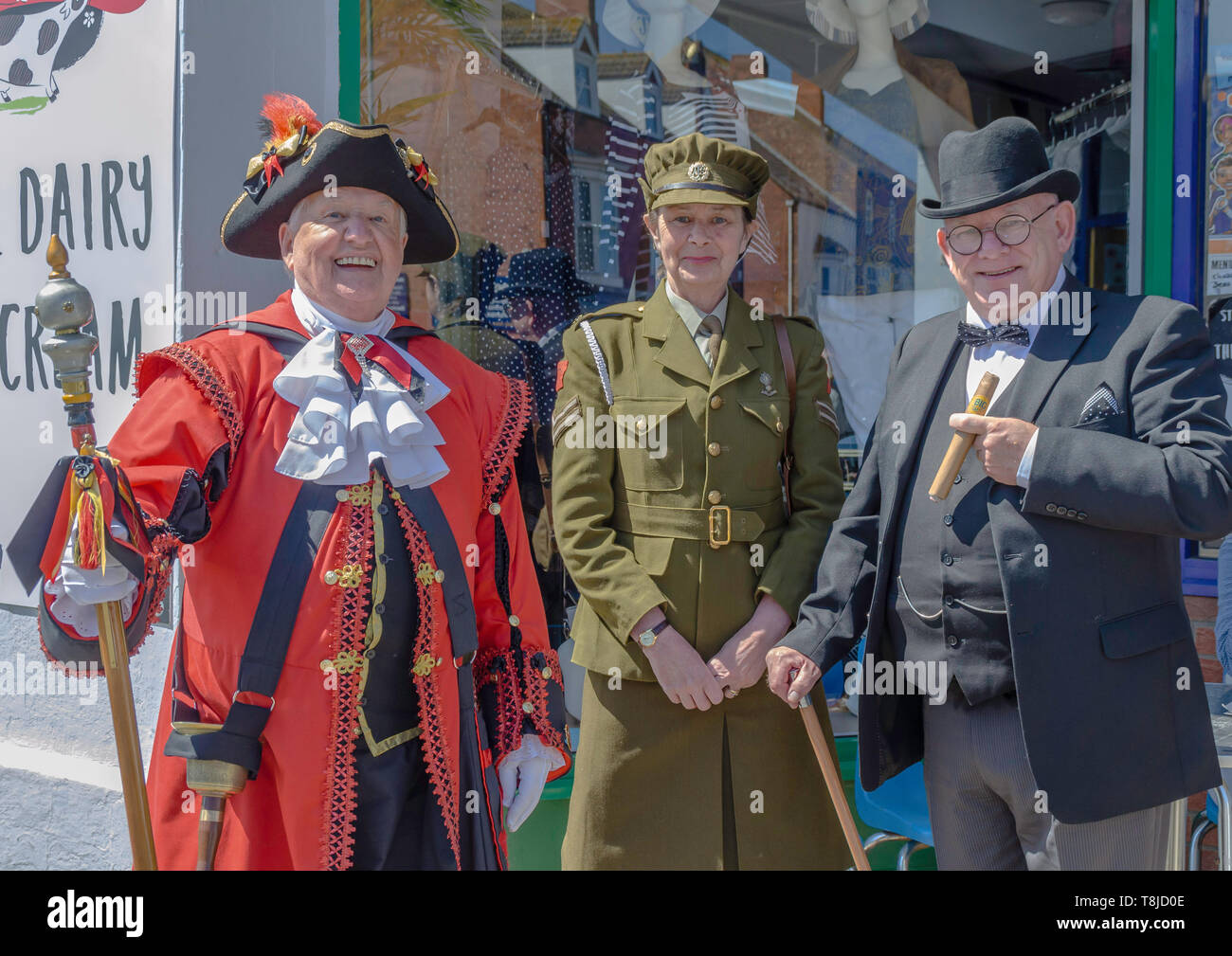 World War 2 reenactors with town cryer Stock Photo