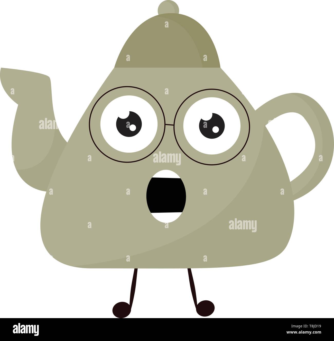 Drawing of tea Kettle with beautiful smile, vector, color drawing or