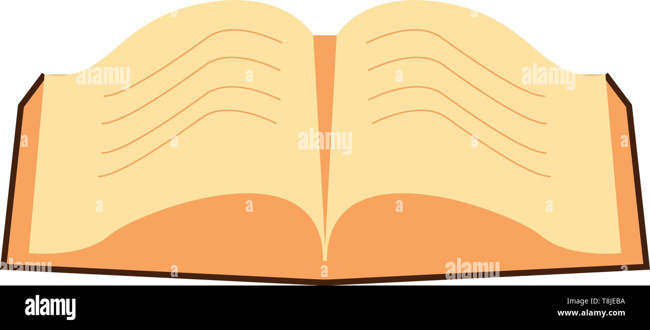Open book with many pages cream in color and lines on it vector color