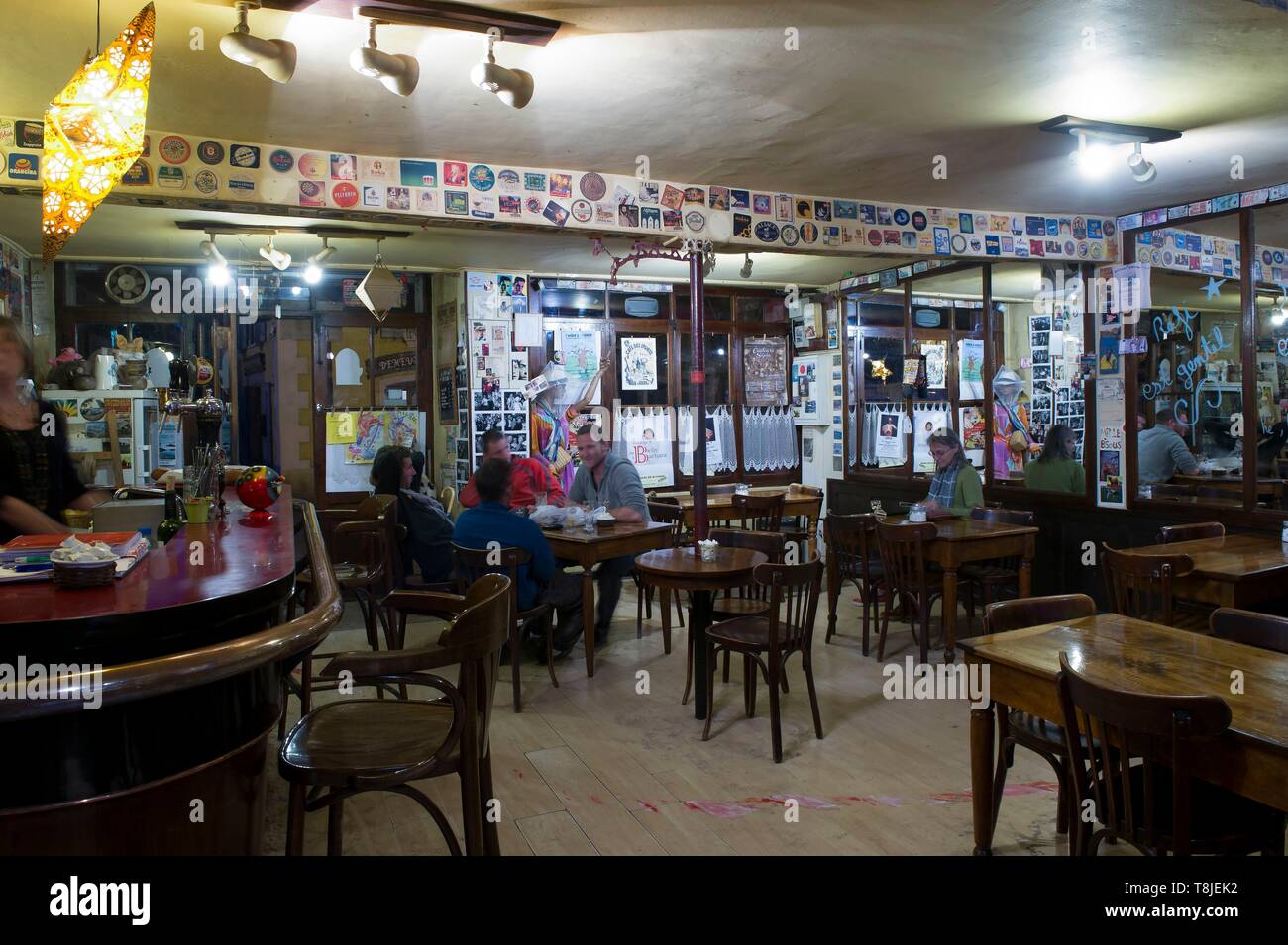France, Isere, Trieves, Mens, the sports cafe is an institution rue de Breuil Stock Photo