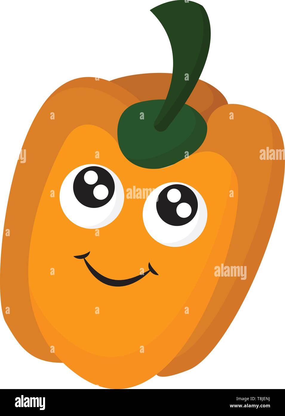 Orange pepper beautiful sparkling eyes, vector, color drawing or