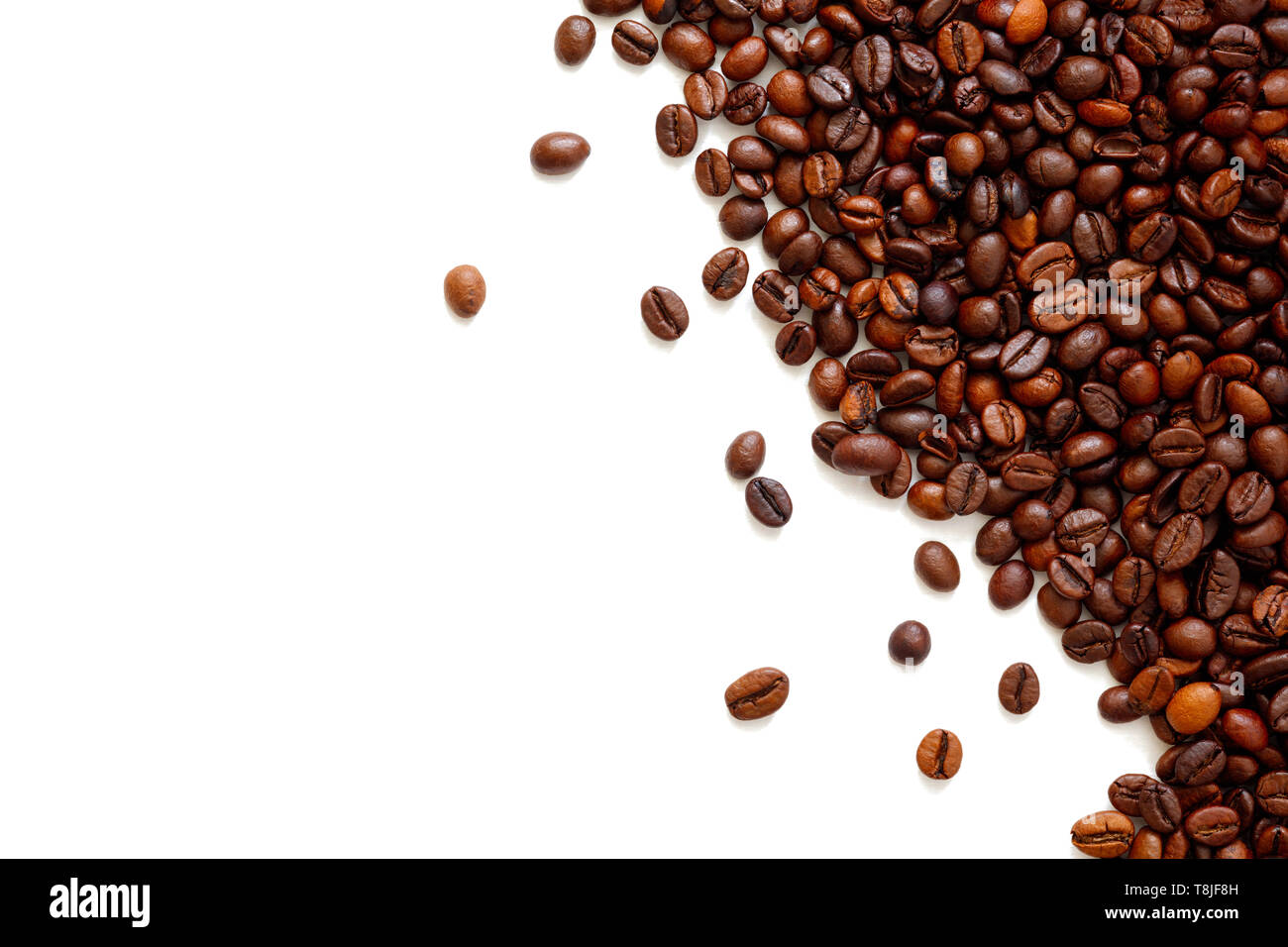 Coffee beans isolated on white background with copyspace for text ...