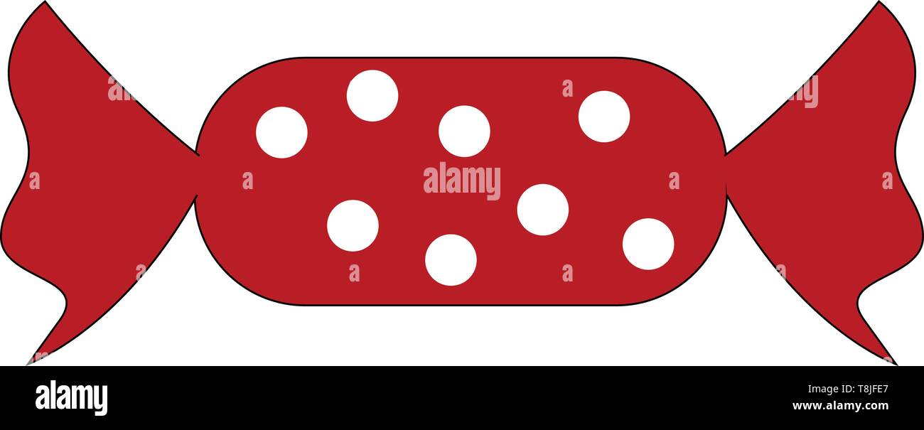 A candy with red wrapper and white polka dots on it, vector, color ...