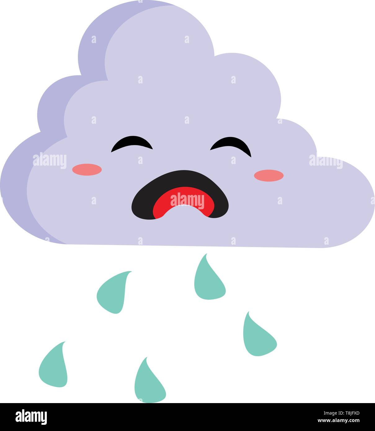 A blue colored crying cloud, vector, color drawing or illustration. Stock Vector