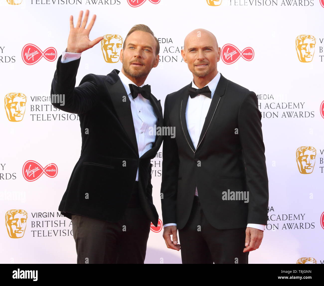 Matt and Luke Goss are seen on the red carpet during the Virgin Media BAFTA Television Awards 2019 at The Royal Festival Hall in London. Stock Photo