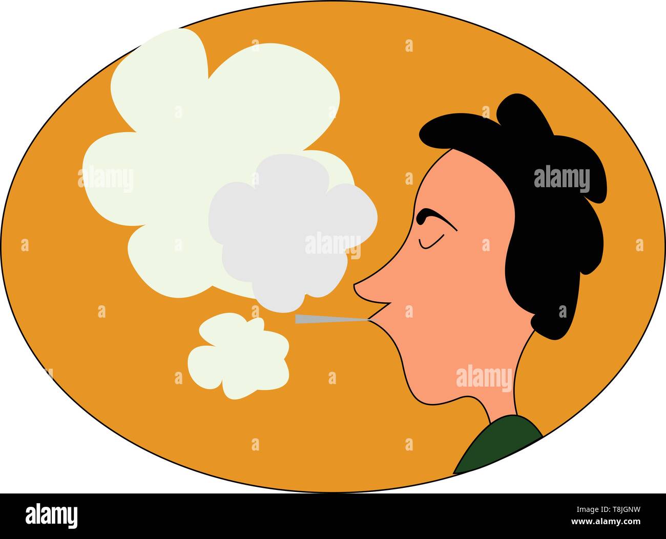 cigarette drawing color A man with a cigarette in his mouth, smoking with lot of smoke around him,  vector, color drawing or illustration Stock Vector Image & Art