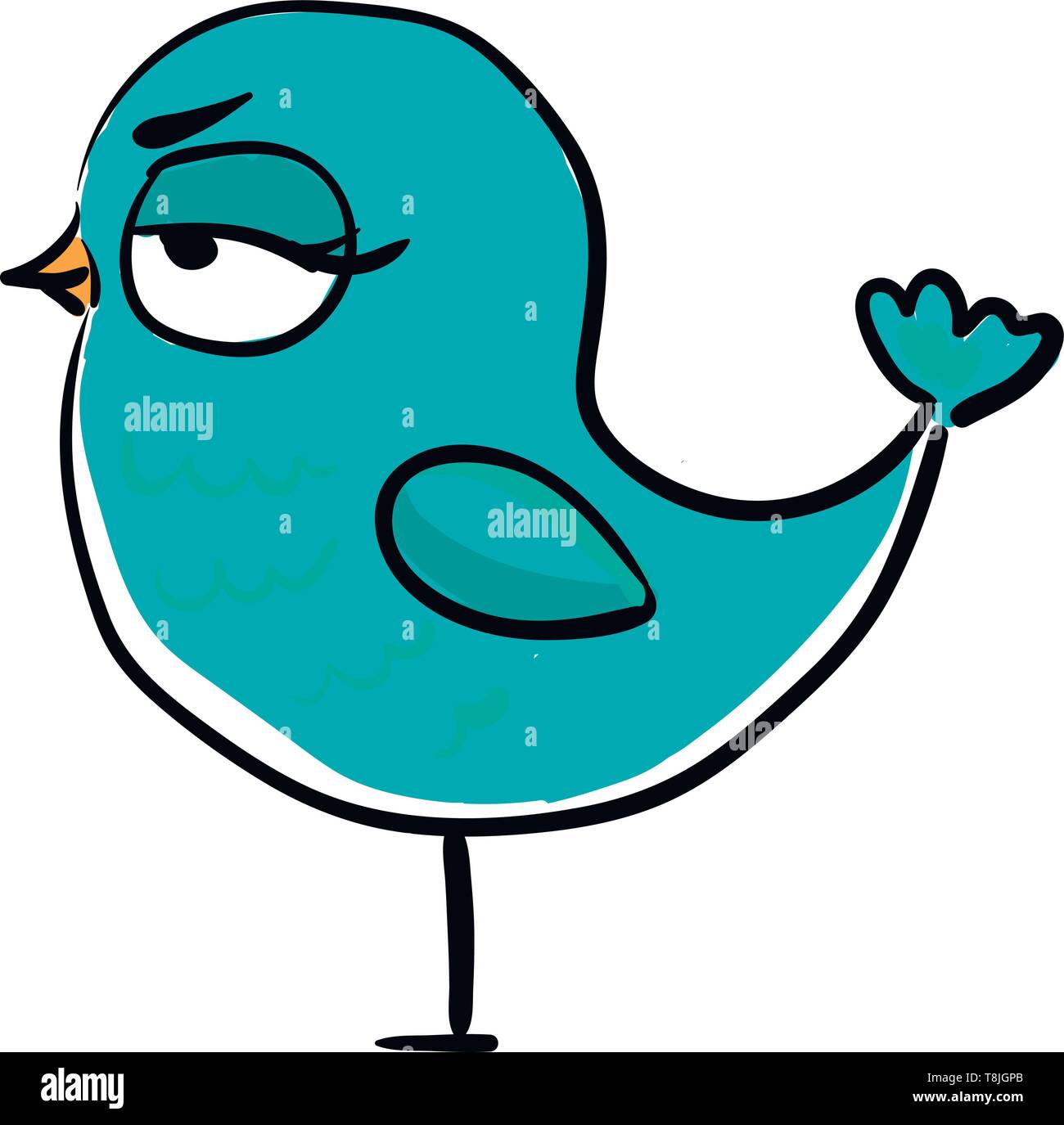 cartoon cute bird blue jay funny illustratio Stock Vector