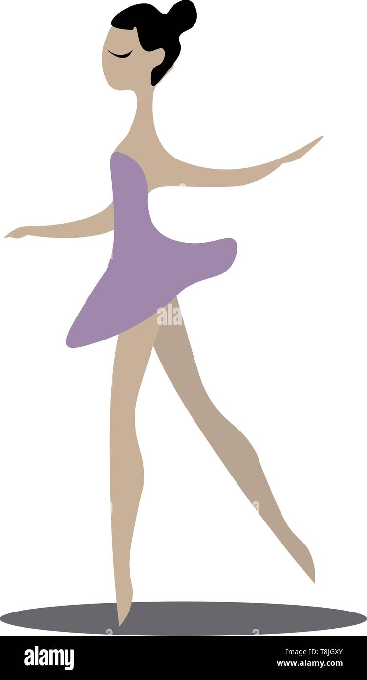 A ballerina in a purple dress, vector, color drawing or illustration