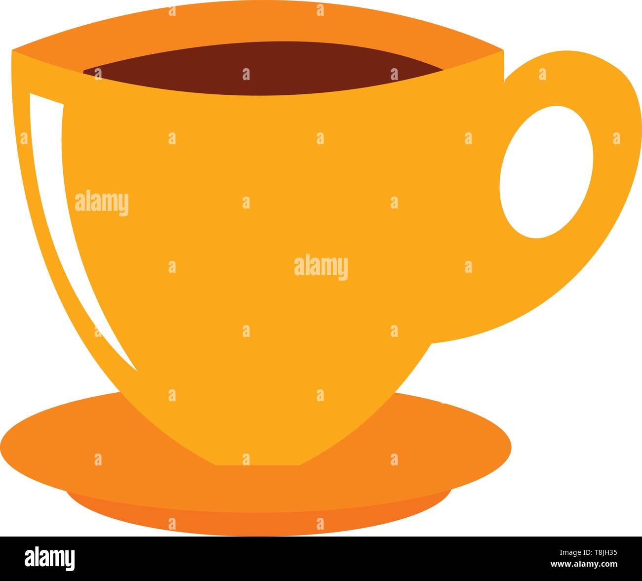 Download A Big Yellow Cup With Black Coffee On Top Of A Saucer Vector Color Drawing Or Illustration Stock Vector Image Art Alamy Yellowimages Mockups