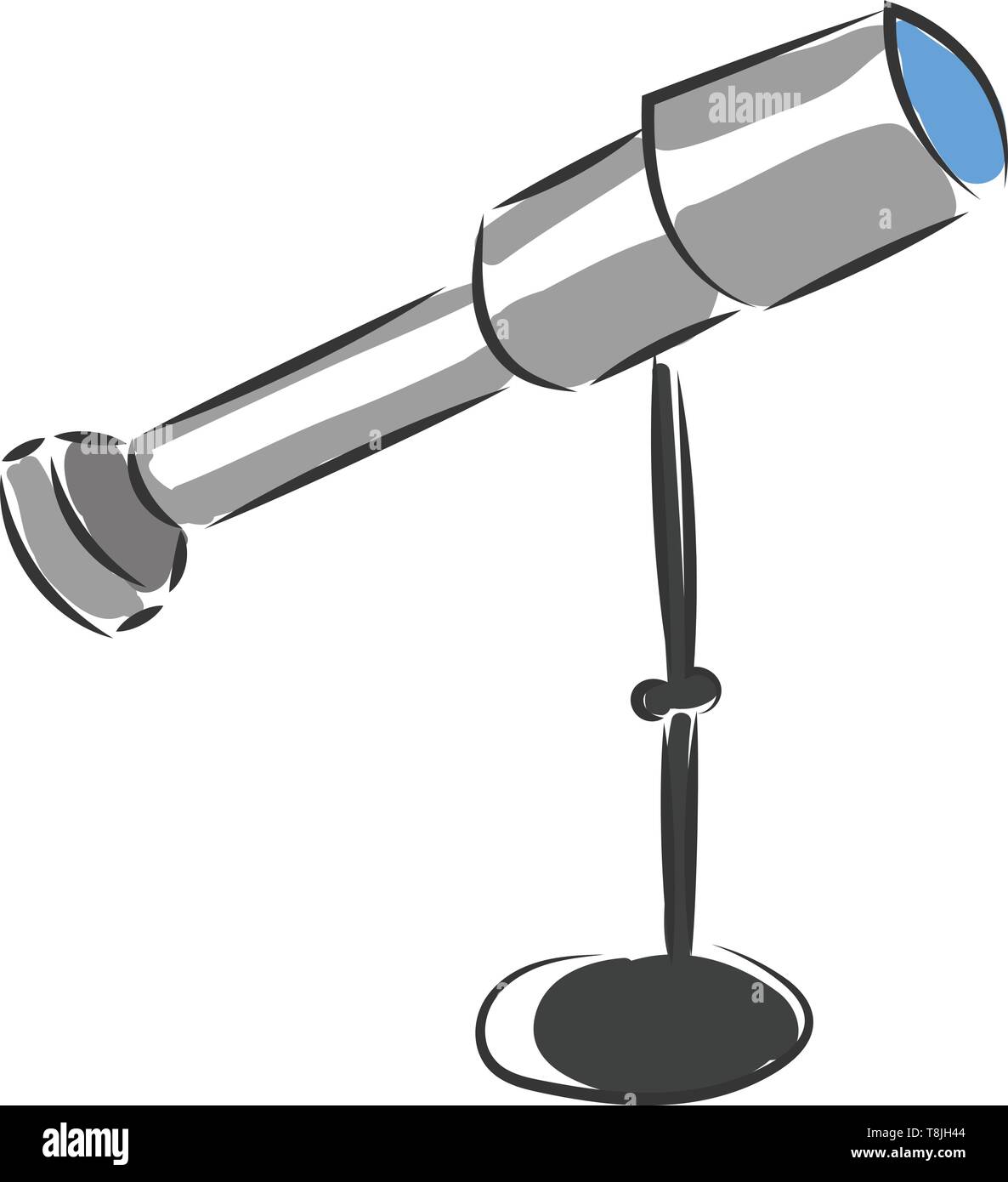 A binocular with a black stand, vector, color drawing or illustration