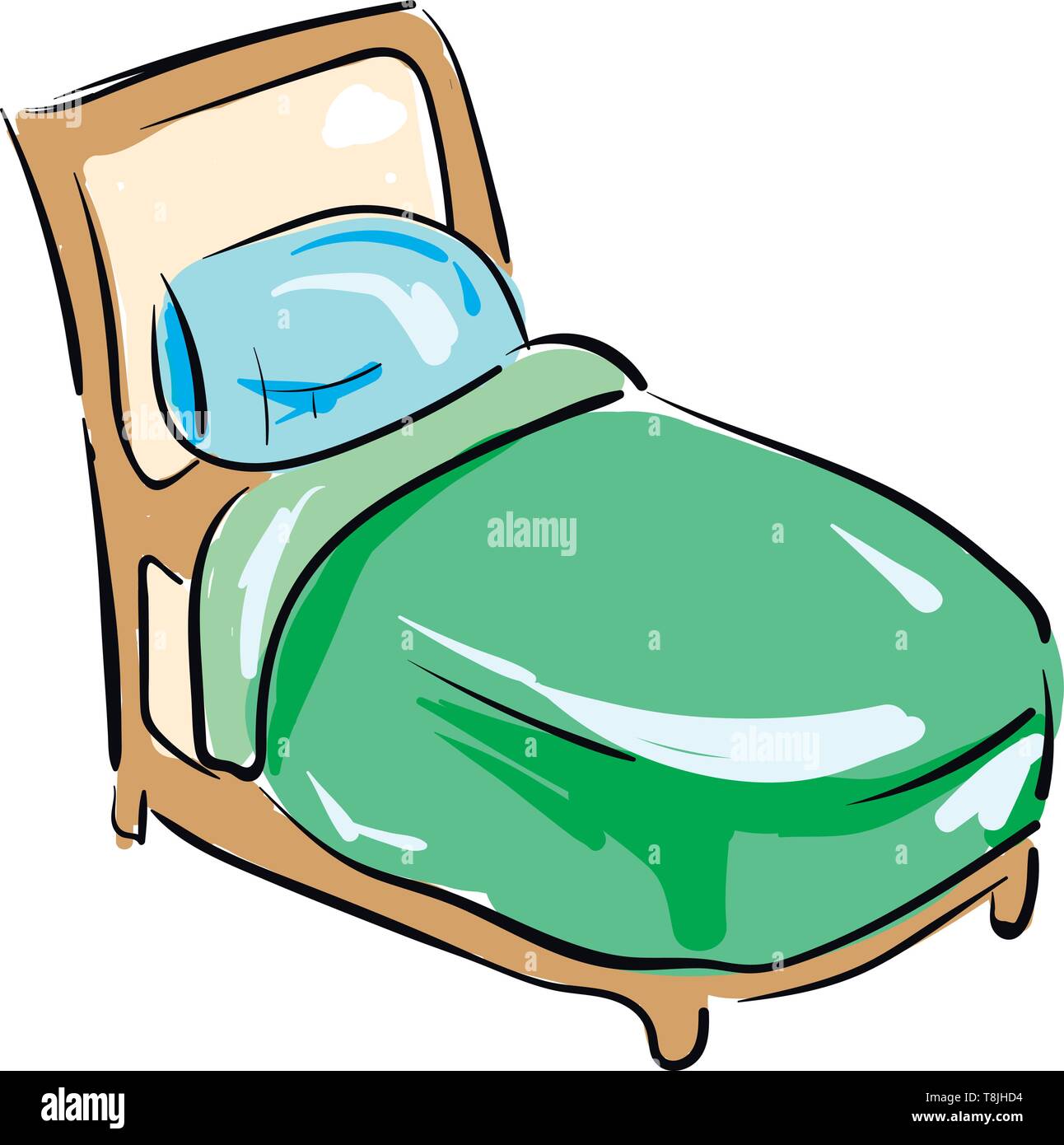 blanket on bed drawing clipart