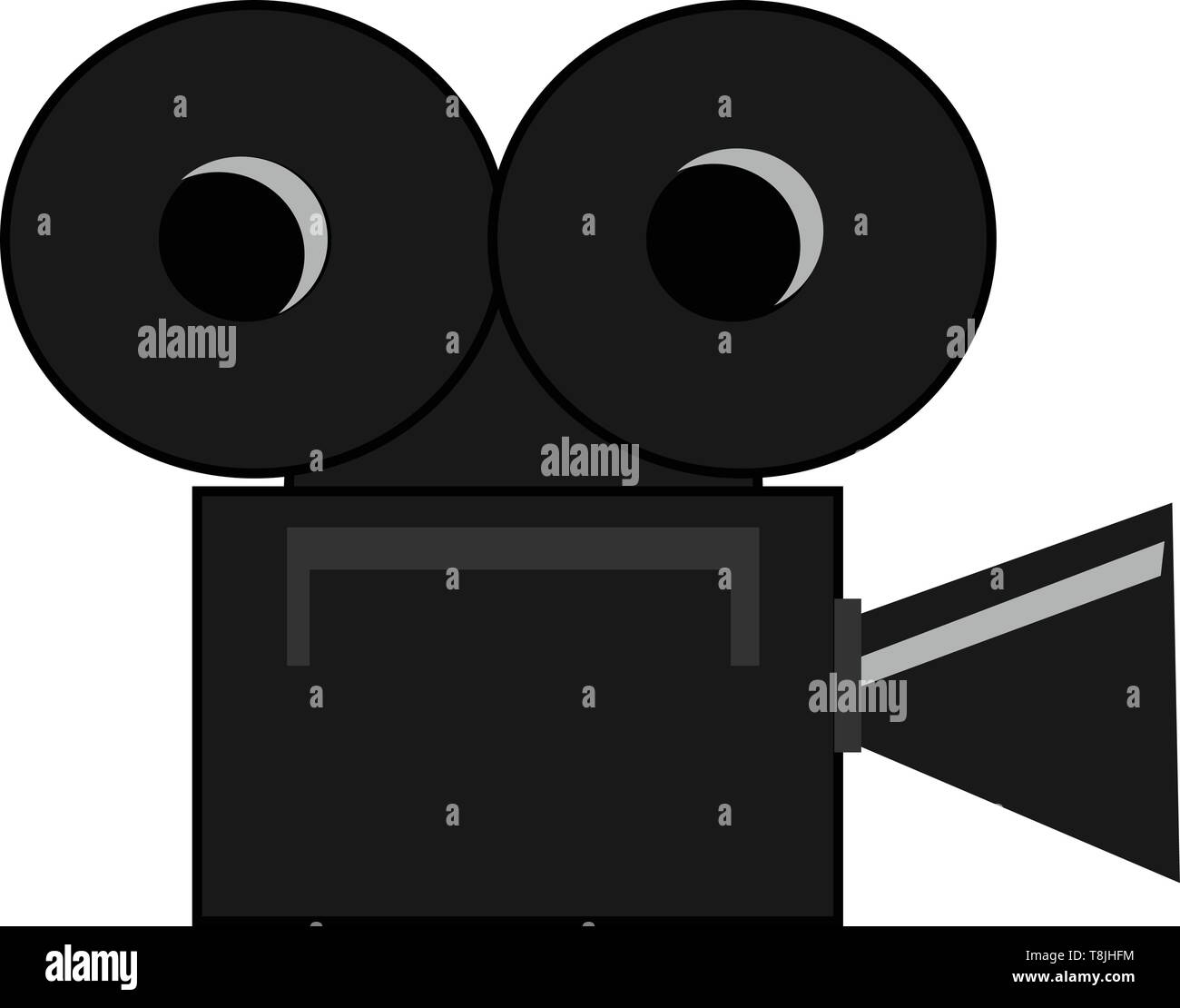 Illustration of a black video recorder or camera on side view., vector