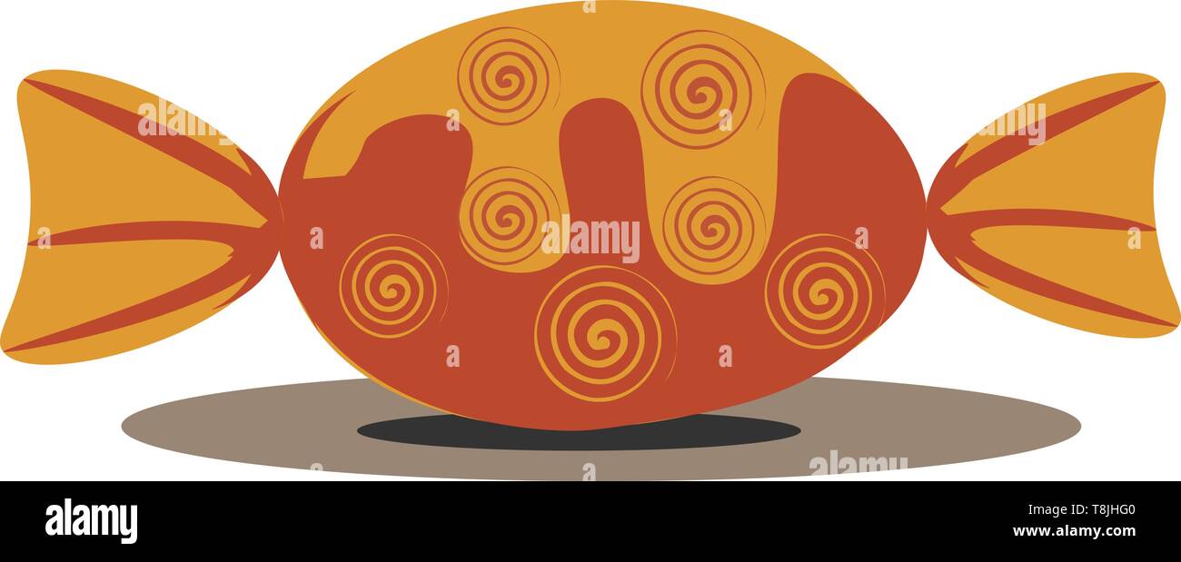 A picture of an orange candy with spiral line design, vector, color ...