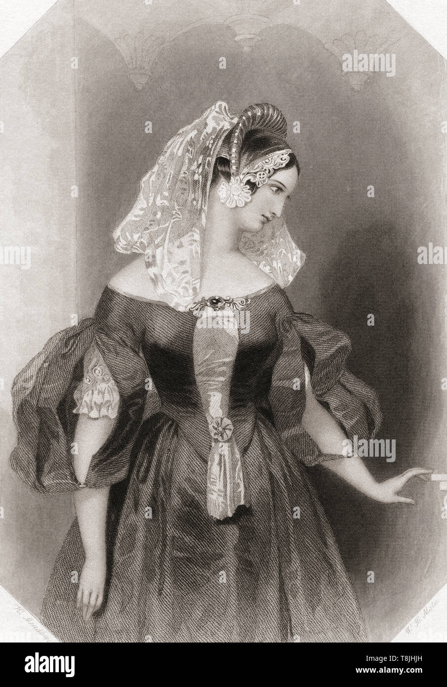 Silvia. Principal female character from Shakespeare's play Two Gentlemen of Verona.  From Shakespeare Gallery, published c.1840. Stock Photo